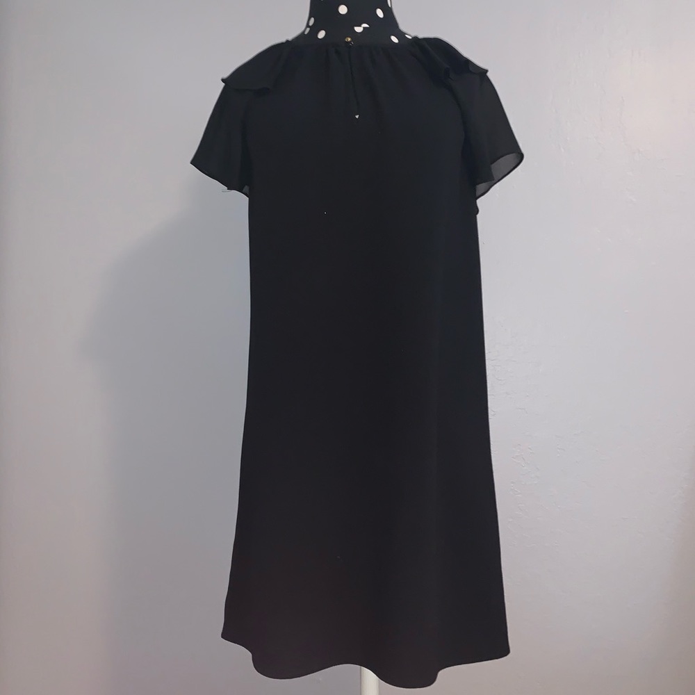 Charles Henry Black Flutter Sleeve Shift Dress